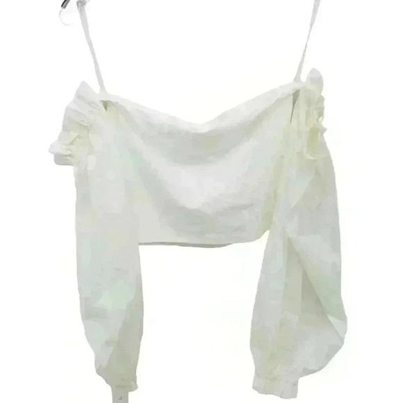 NWT | Anthropologie | Ruched Off-The-Shoulder Top - Ivory | Size XS - Picture 4 of 8